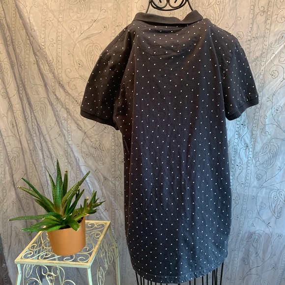 Cotton On 2-Button Polo Short Sleeve White Polka Dot on Blue 100% Cotton Size S - Picture 4 of 5